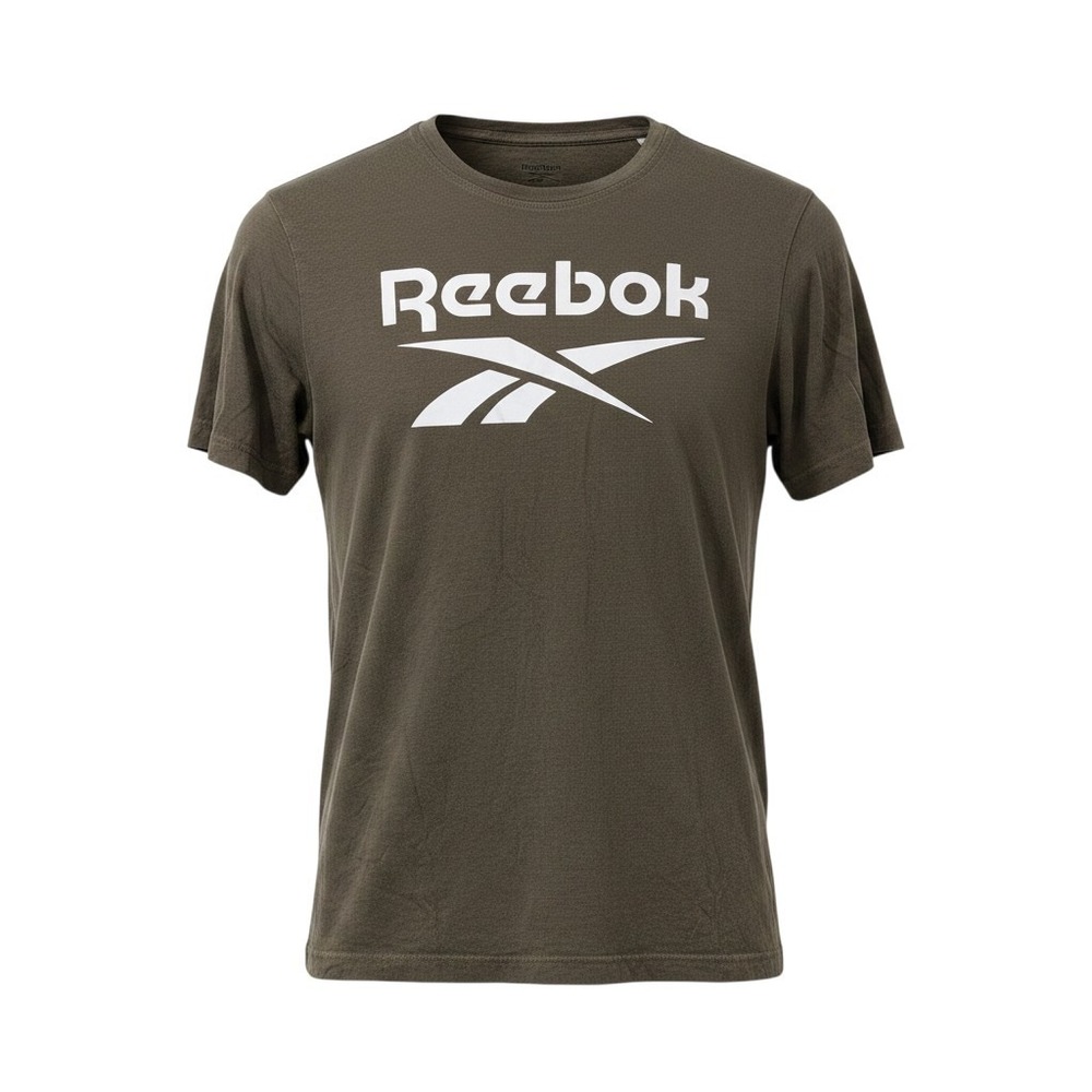 Reebok T Shirt Men Olive Green Classic Logo Casual‎ Short Sleeve Top - Large